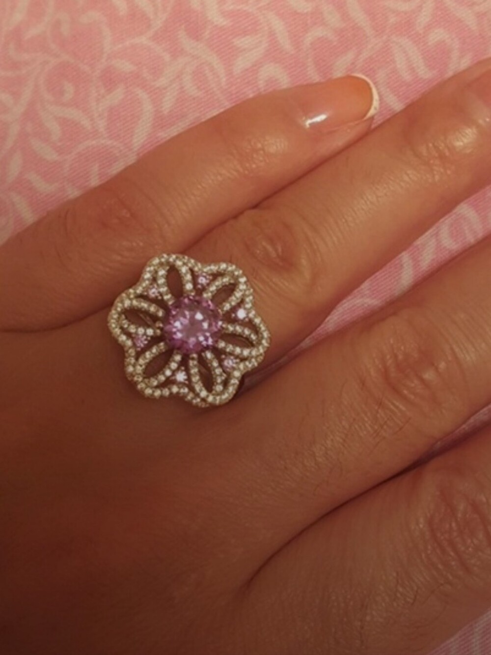 Swarovski Crystal Delina Ring with Purple Center Stone NWOT